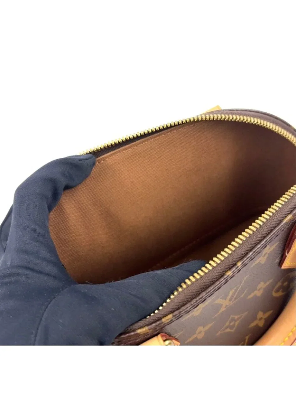 Louis Vuitton Alma BB Monogram 2-Way Leather Brown Light Handbag Gold